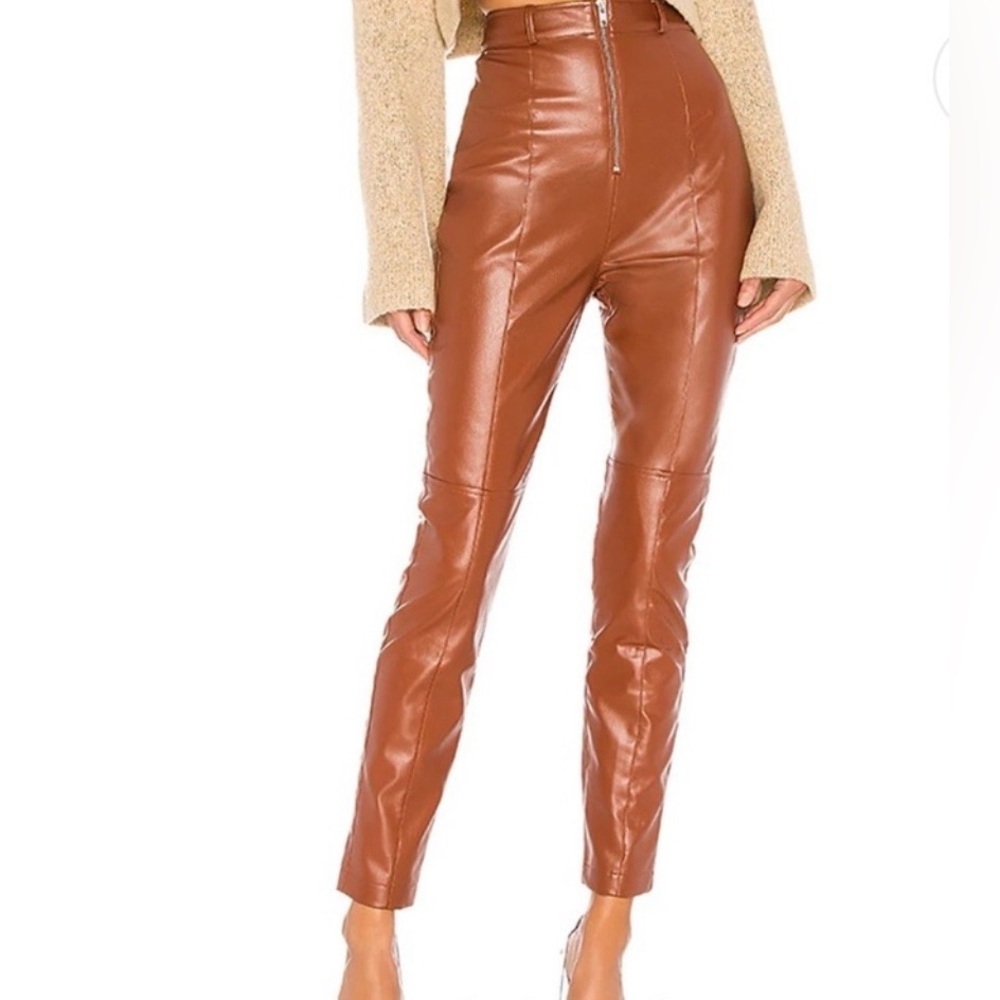 Lovers + Friends Georgie Faux Leather Pants - Rust Brown